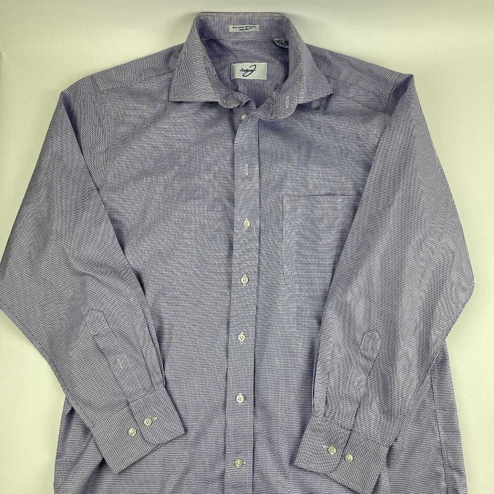 AndrewButton Up Shirt Mens 15.5 32/33 Purple Houndstooth